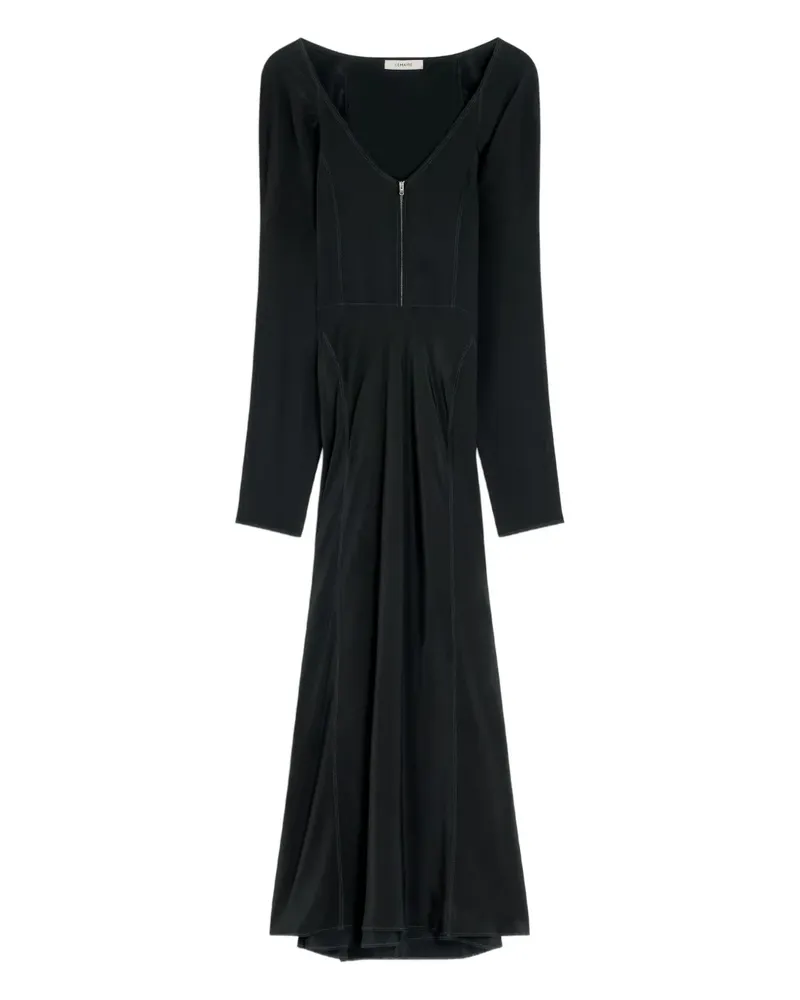 Christophe Lemaire Midikleid mit Raglanärmeln im Diagonalschnitt - Schwarz Schwarz