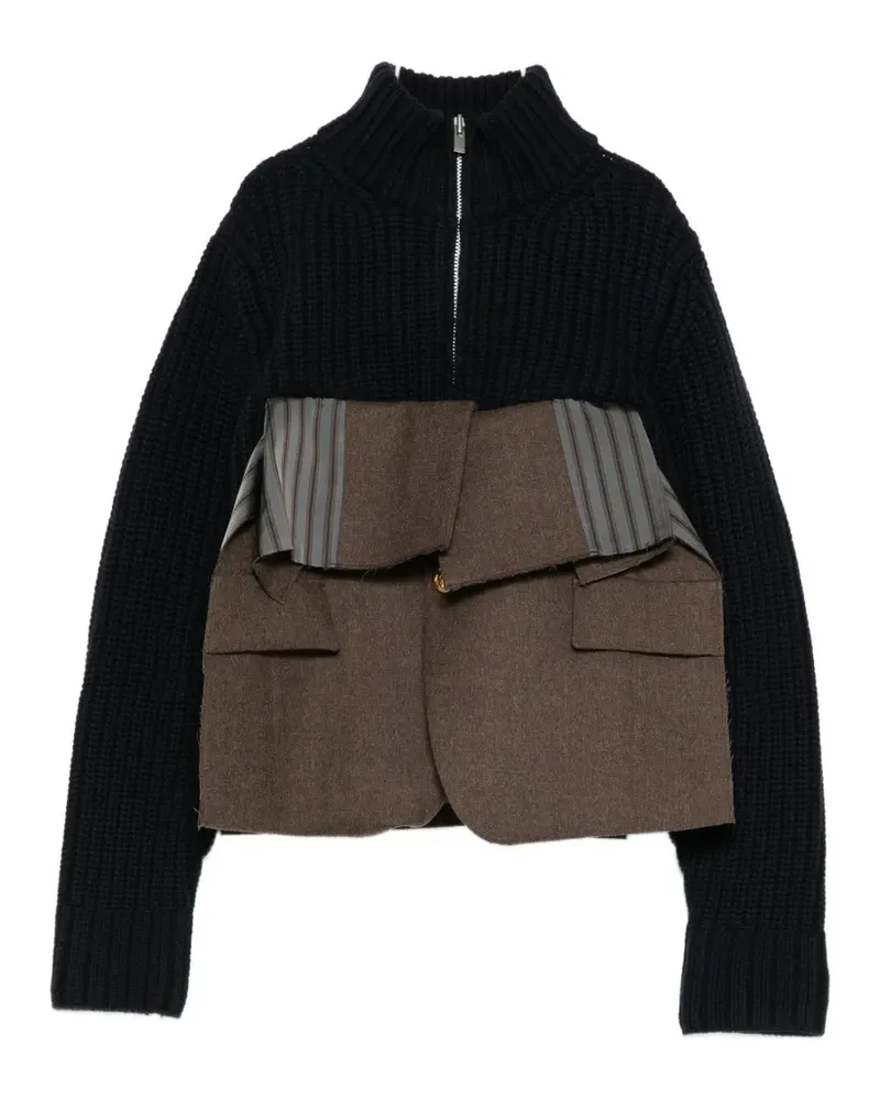 Sacai Hybrid Sportjacke mit Einsätzen - Blau Blau