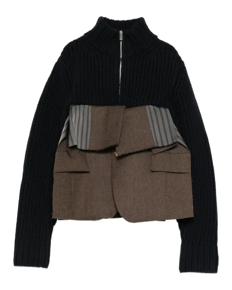 Sacai Hybrid Sportjacke mit Einsätzen - Blau Blau