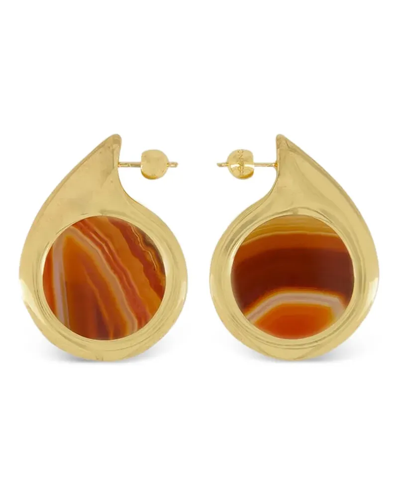 PANCONESI 18K gold-plated brass agate earrings Gold