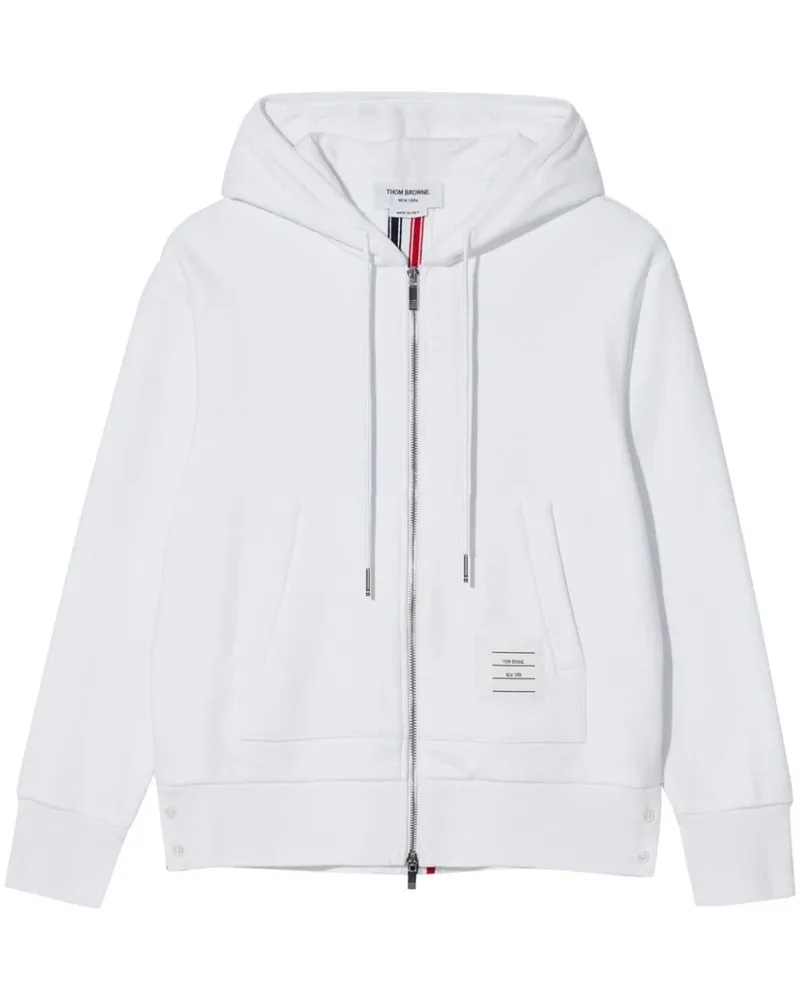 Thom Browne Kapuzenjacke mit Logo-Streifen Weiß