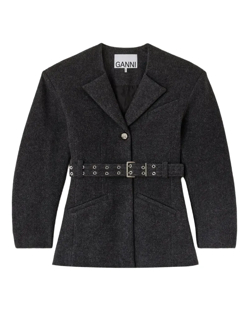 Ganni Jacke mit Gürtel - Grau Grau