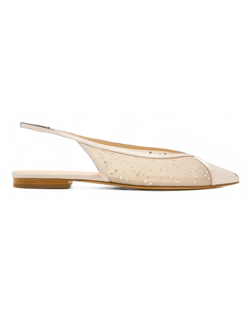 Andrea Wazen Ines crystal-embellished mesh flat pumps - Silber Silber