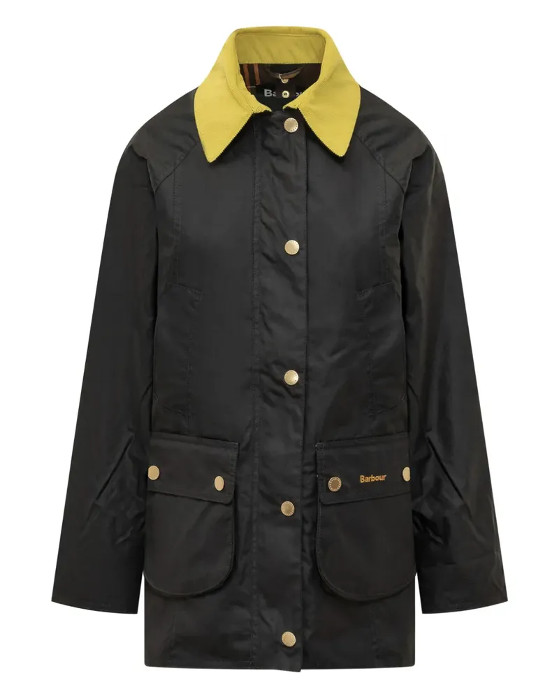 Barbour contrast-collar jacket - Schwarz Schwarz