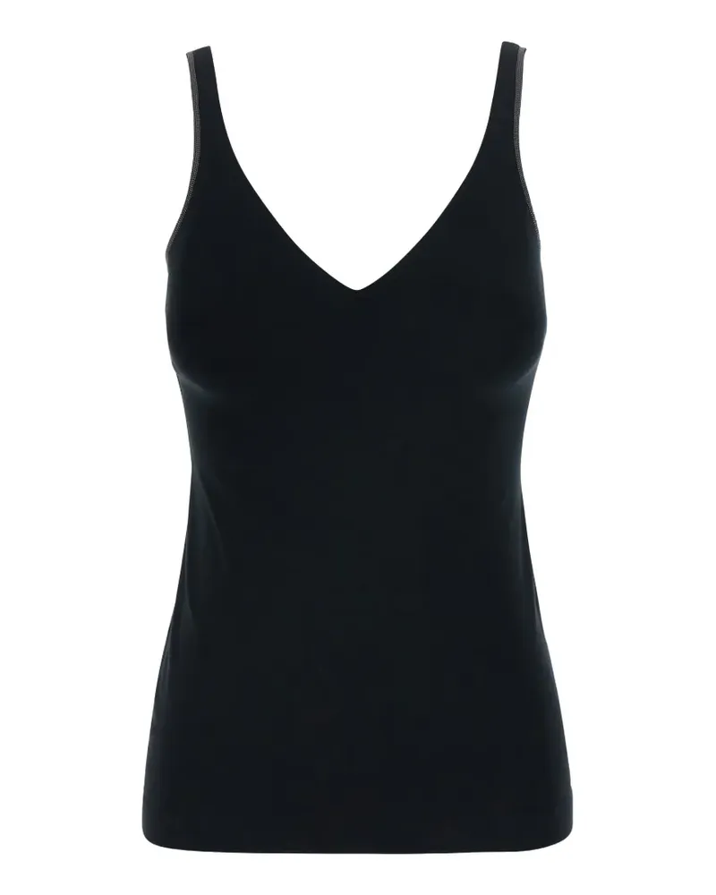 Brunello Cucinelli Monili-trim V-neck vest top - Schwarz Schwarz