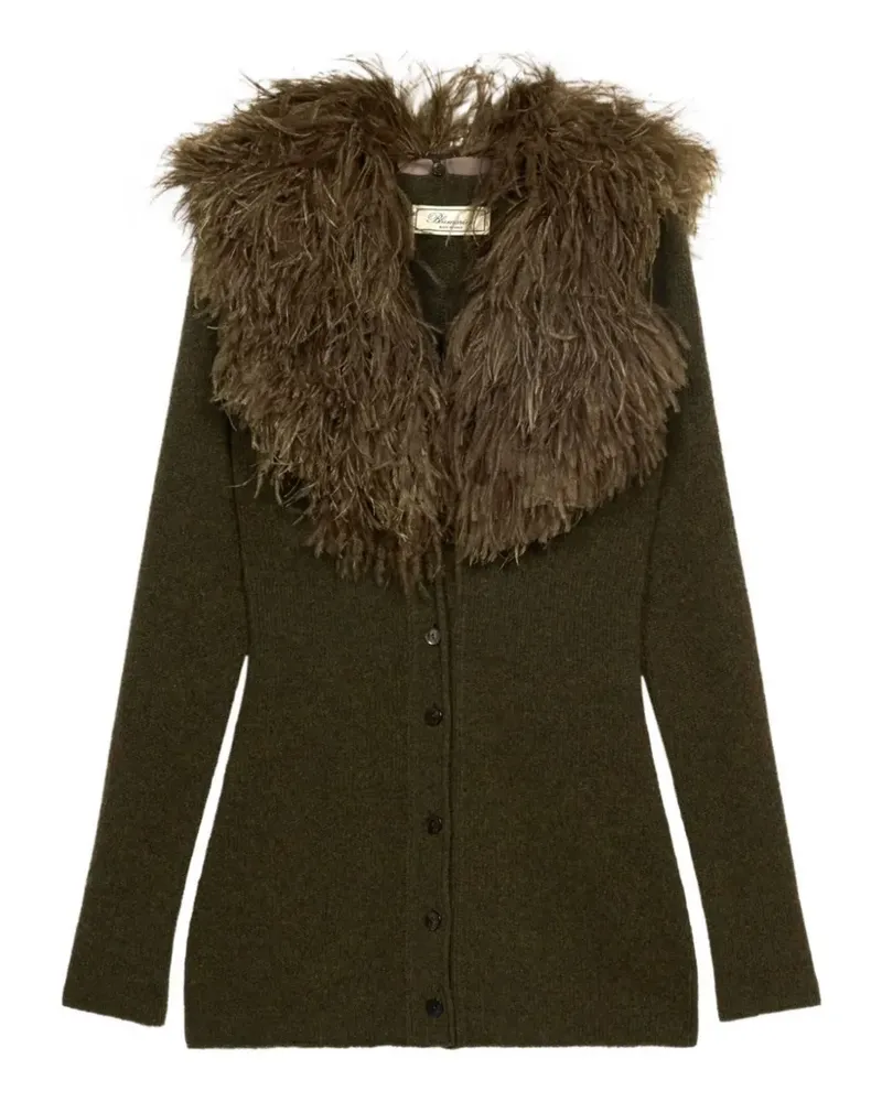 Blumarine Cardigan mit Federbesatz - Grün Grün