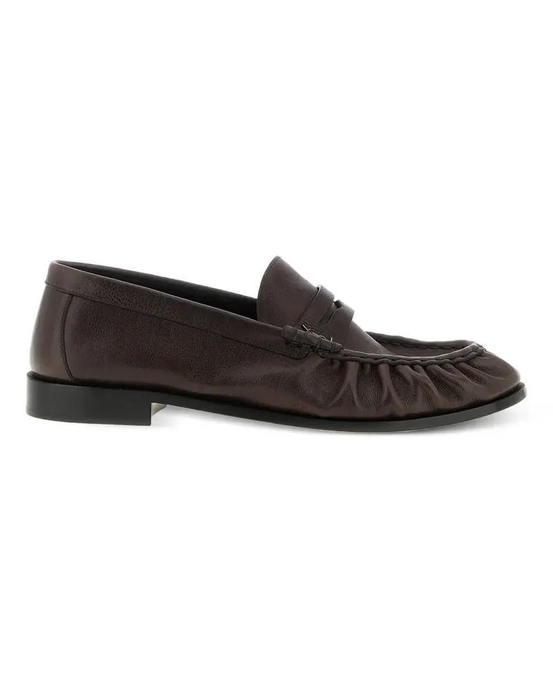 Saint Laurent stitched logo loafers - Braun Braun
