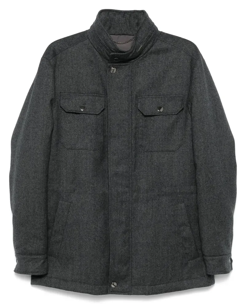 Canali Klassische Hemdjacke - Grau Grau