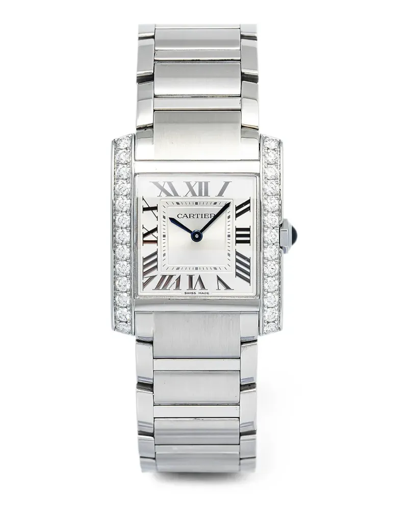 Cartier Tank Française Armbanduhr mit Diamanten 28mm - Silber Silber