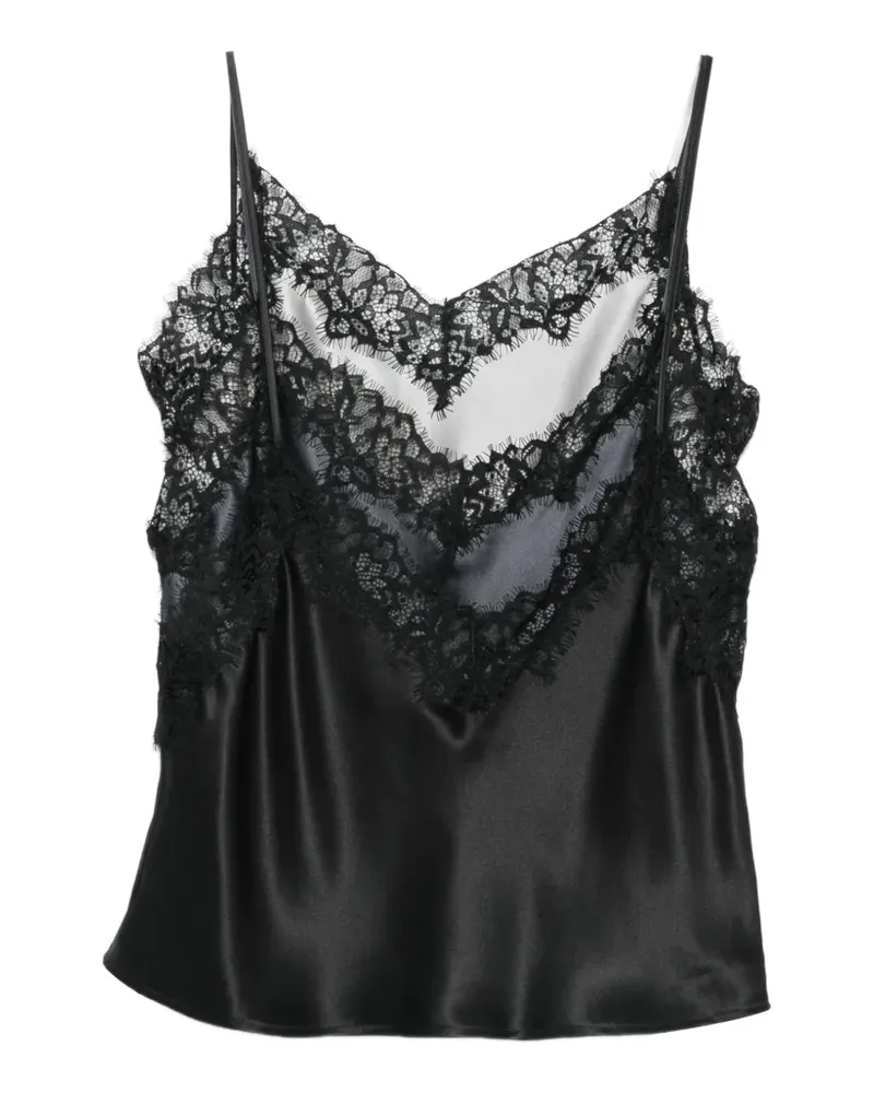 Viktor & Rolf Bluse im Layering-Look mit Spitzenbesatz - Schwarz Schwarz