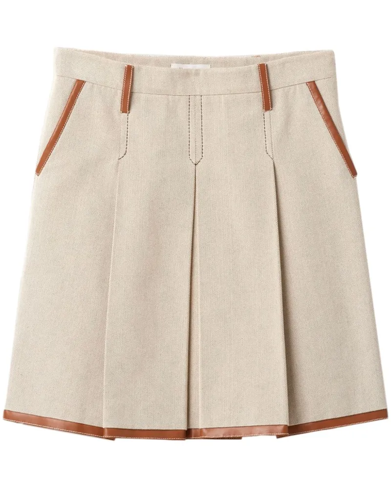 Miu Miu Faltenrock mit Logo-Stickerei - Nude Nude