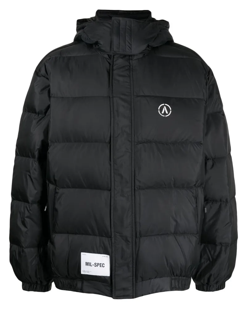 Izzue Gefütterte Jacke mit Logo-Print - Schwarz Schwarz