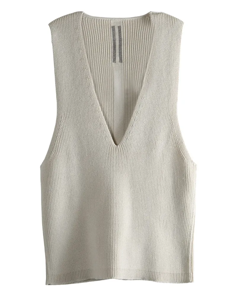 Rick Owens V-neck ribbed top - Nude Nude