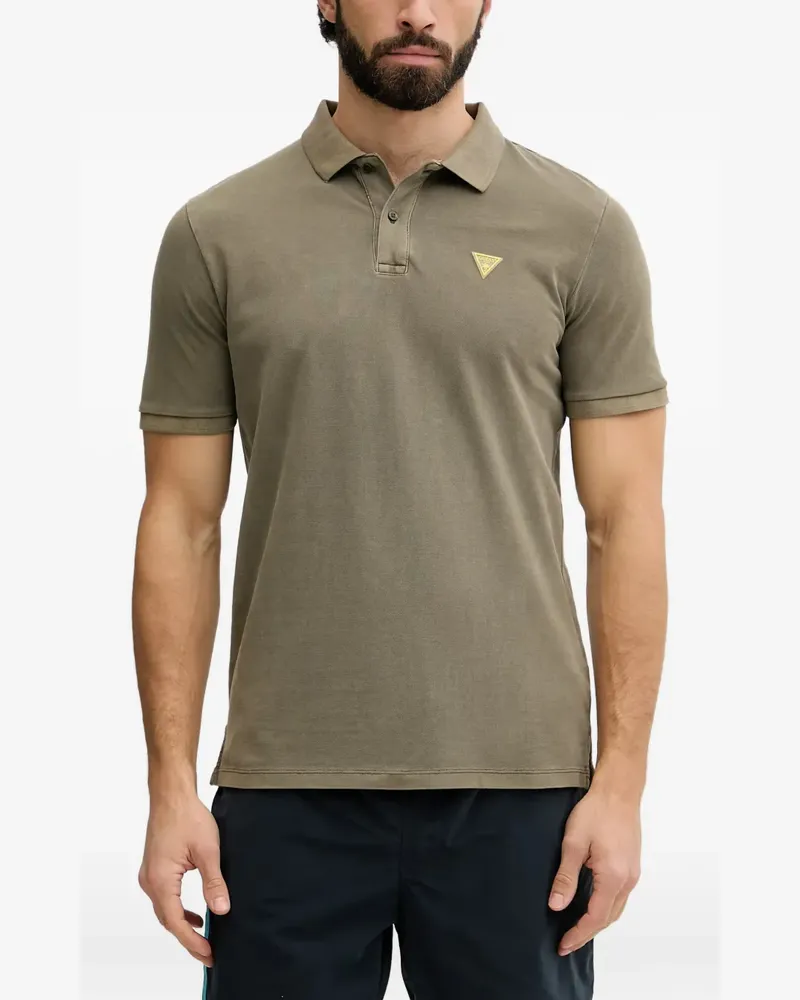 Guess logo-patch piqué polo shirt - Grün Grün