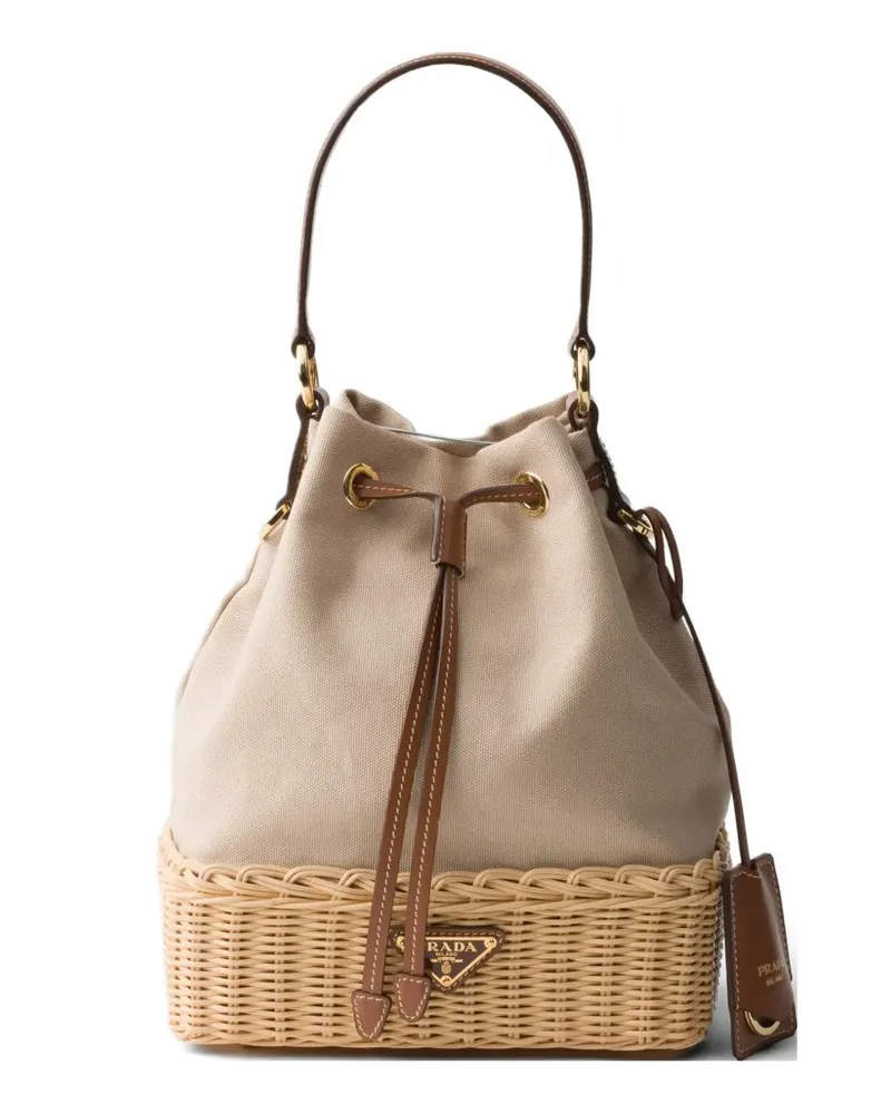 Prada Beuteltasche aus Korbgeflecht - Nude Nude