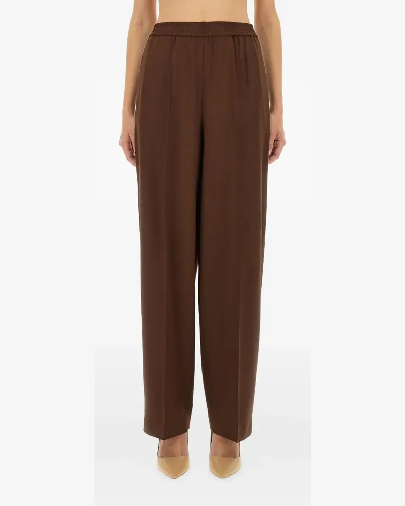 Fabiana Filippi elasticated-waistband wool trousers - Braun Braun