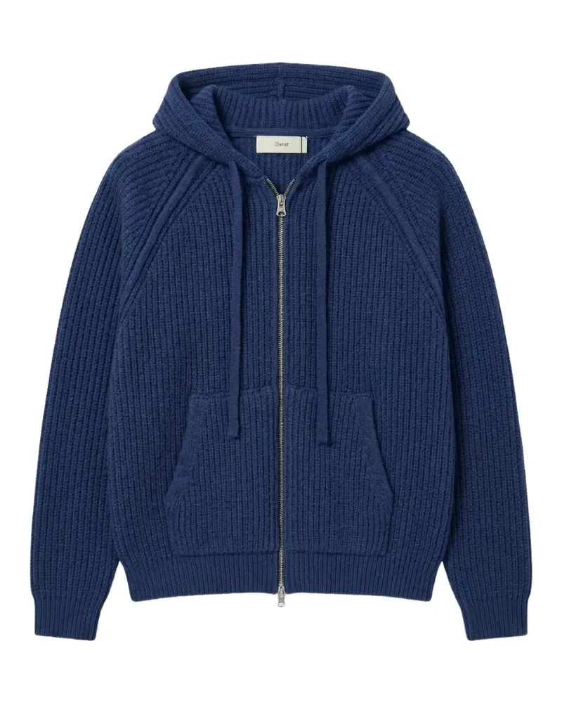 Dunst Kapuzenjacke aus geripptem Strick - Blau Blau