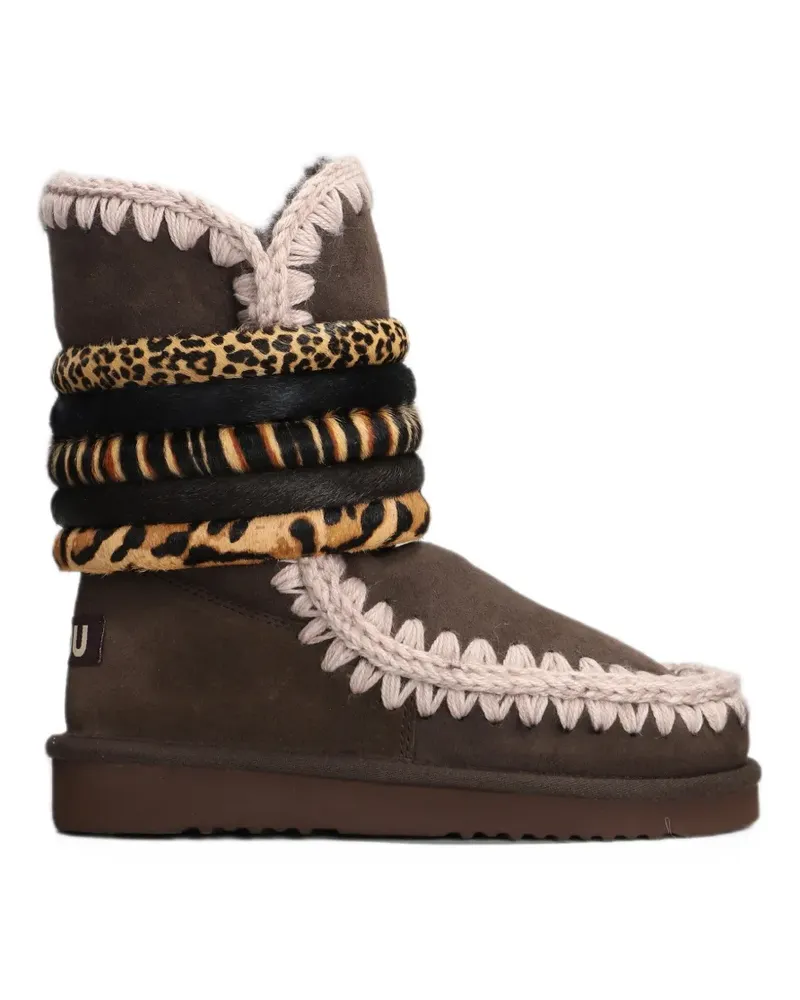 Mou Stiefel mit Animal-Print und Schlingstich - Braun Braun