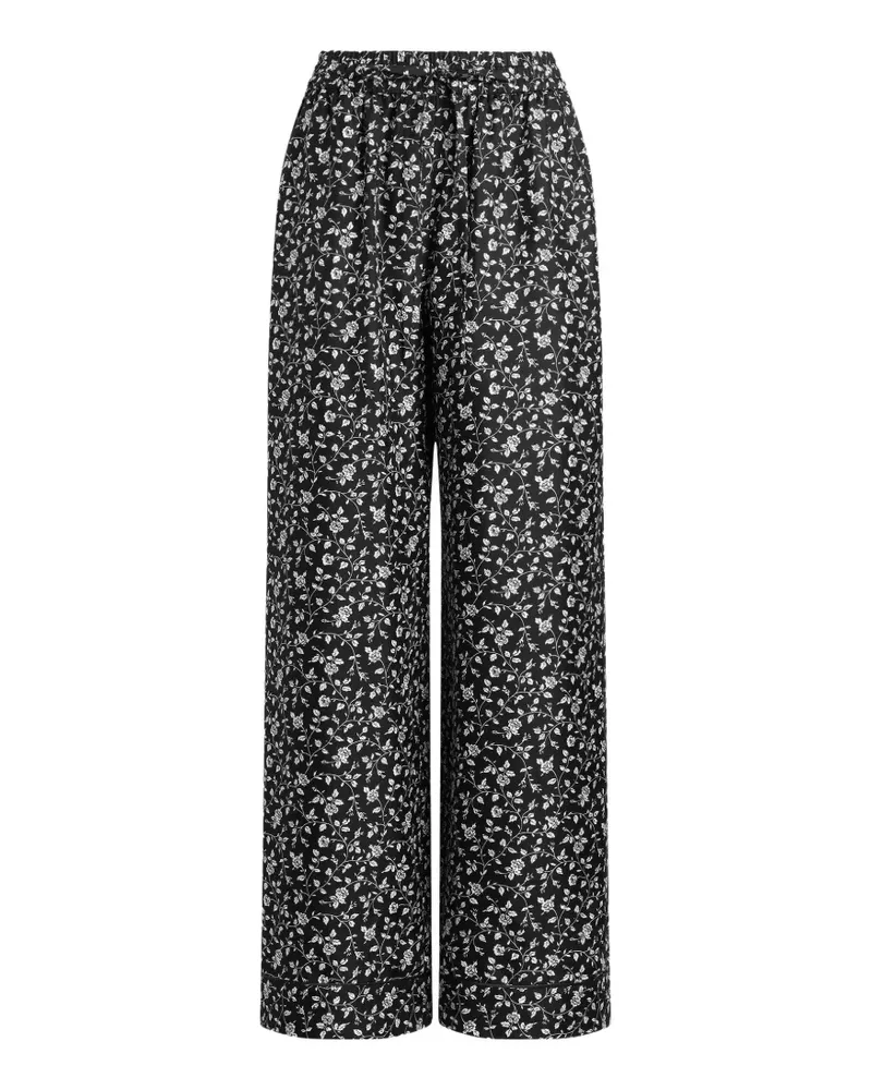 Dolce & Gabbana Seidenhose mit Blumenprint - Schwarz Schwarz