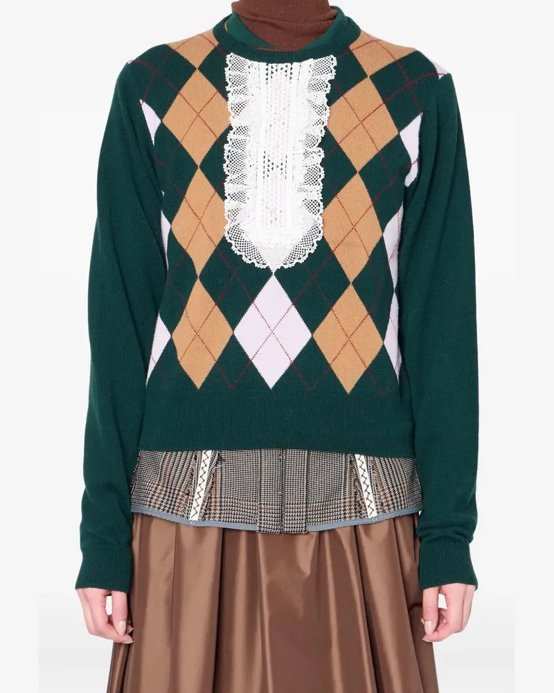 kolor Pullover mit Argyle-Muster - Grün Grün