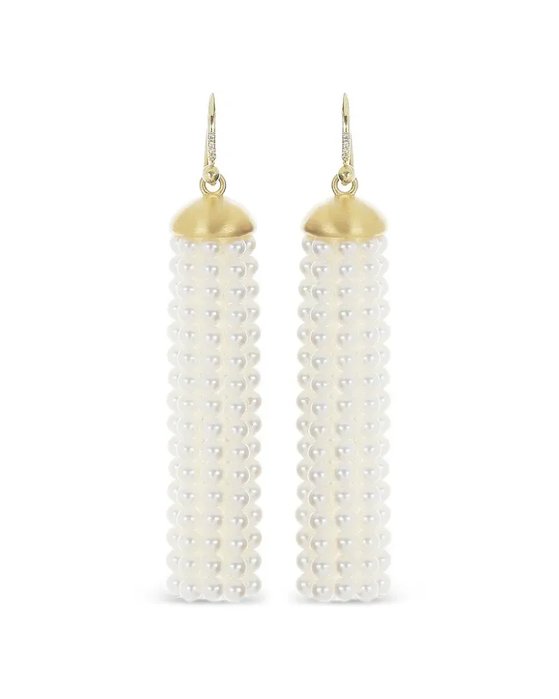 Irene Neuwirth Mittelgroße Quasten-Ohrringe mit Akoya-Perle und Diamant - Gold Gold