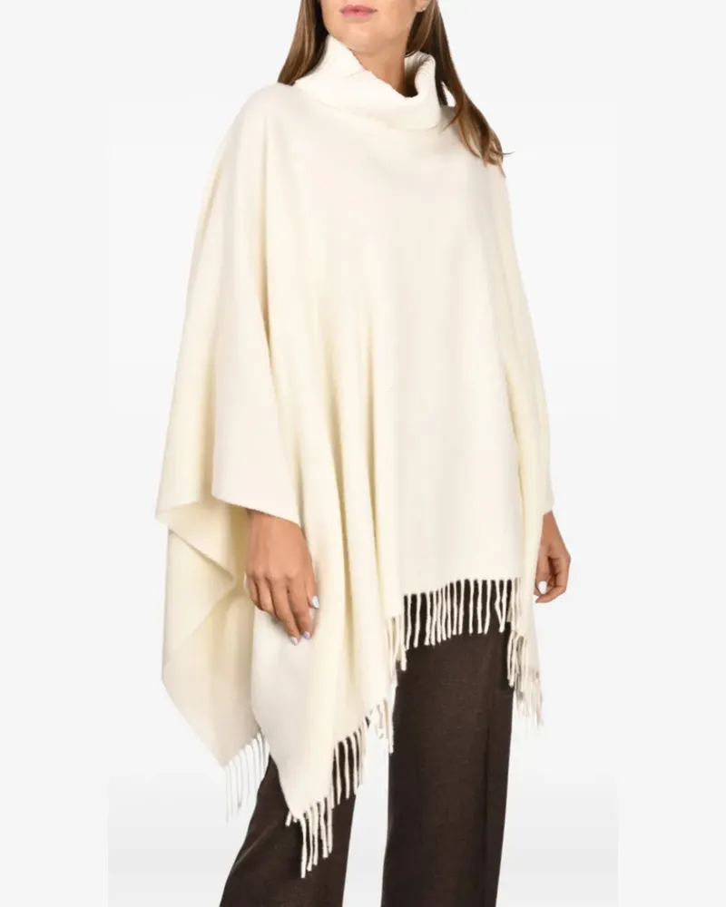 Gran Sasso Poncho mit Rollkragen - Weiß Weiß