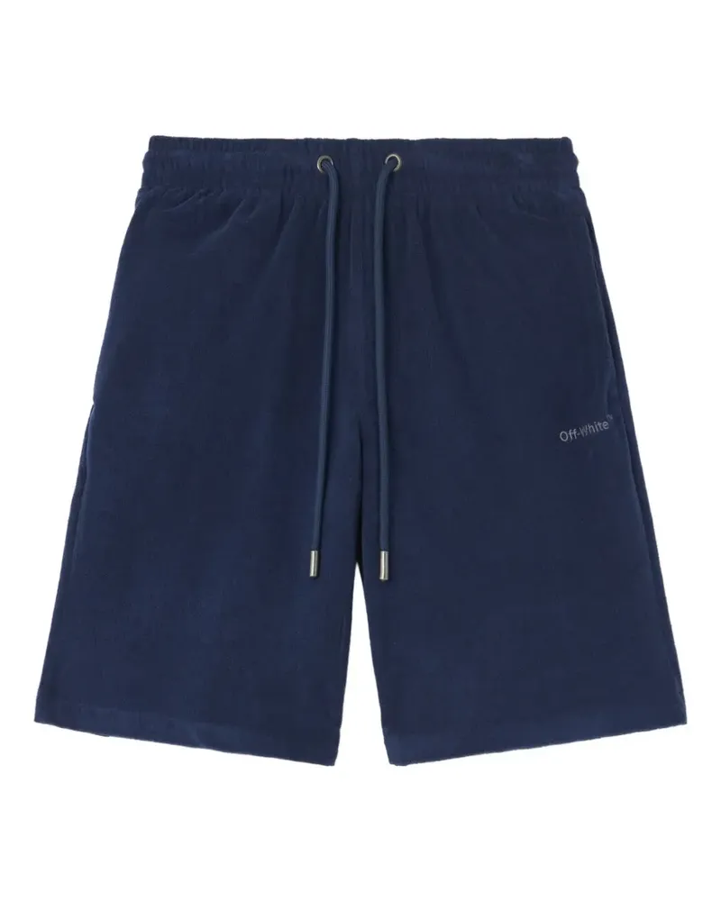 OFF-WHITE logo-detail terrycloth track shorts - Blau Blau