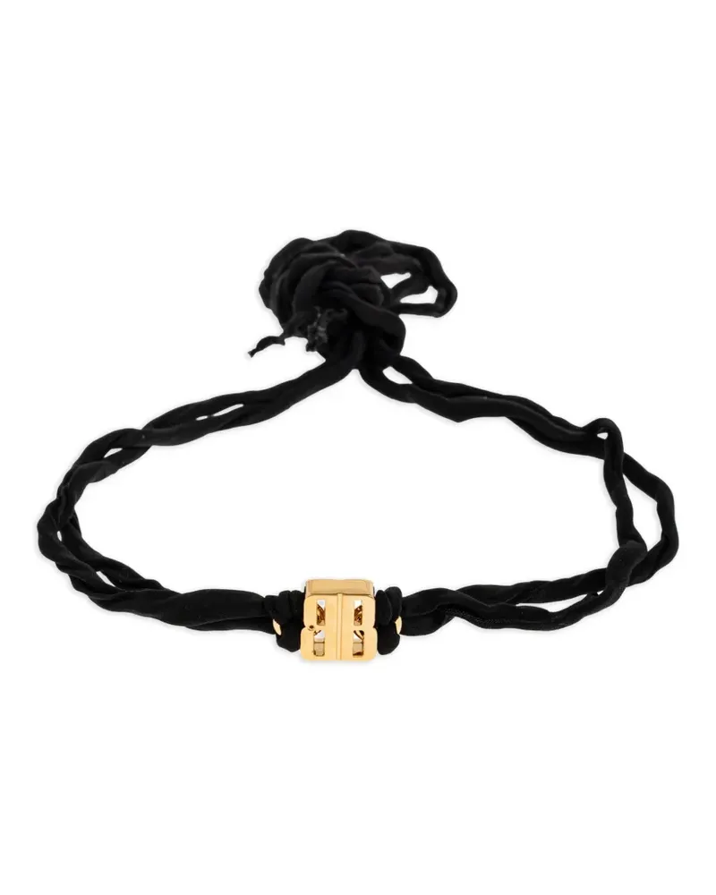 Balenciaga nano ribbon BB chocker in black/ shiny gold Gold