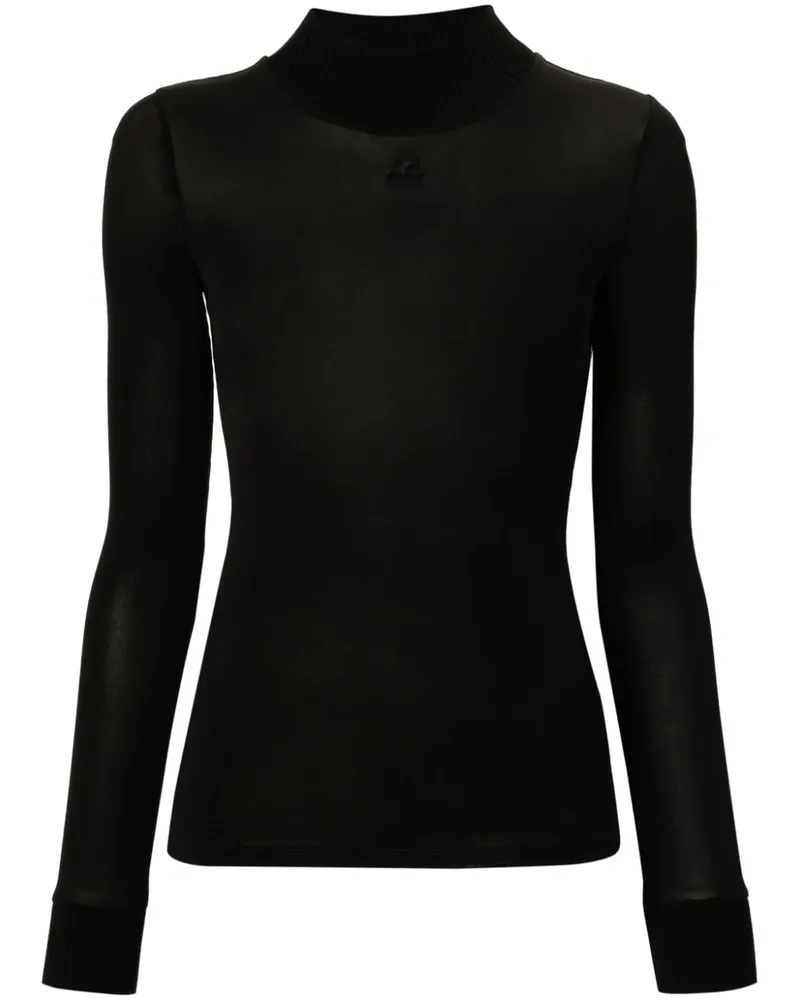 Courrèges Rollkragenoberteil mit Logo-Patch - Schwarz Schwarz