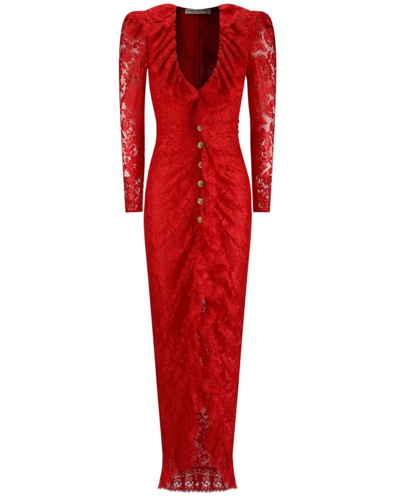 Alessandra Rich Spitzenkleid mit Blumenmuster - Rot Rot