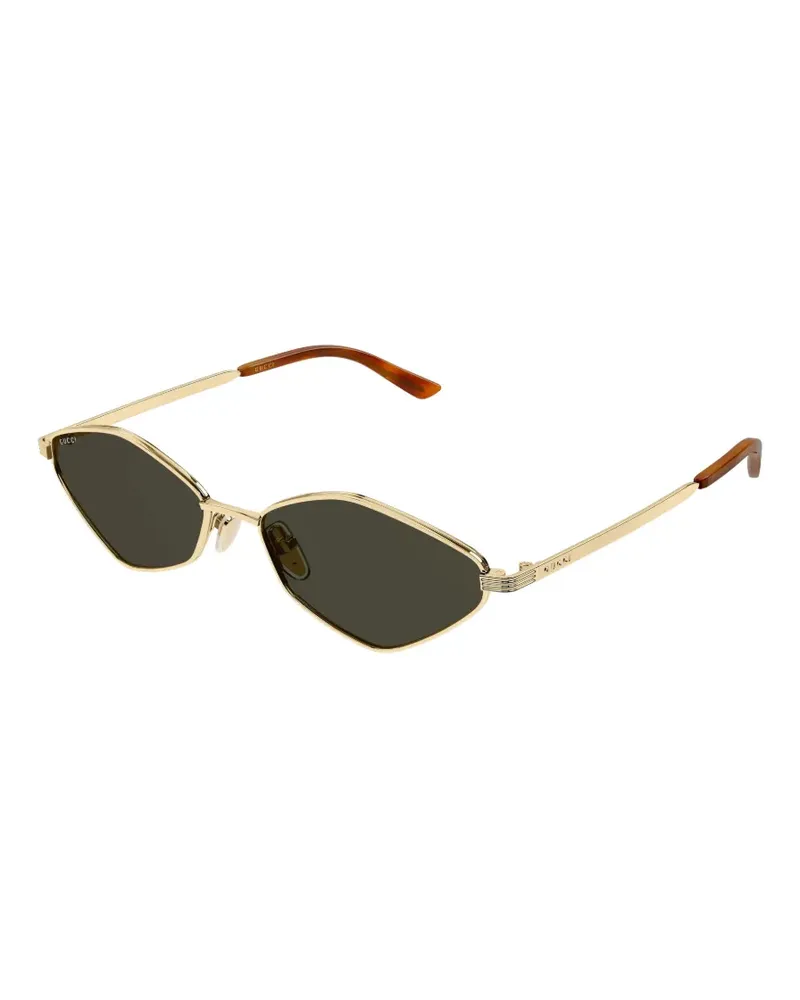 Gucci Sonnenbrille mit geometrischem Gestell - Gold Gold