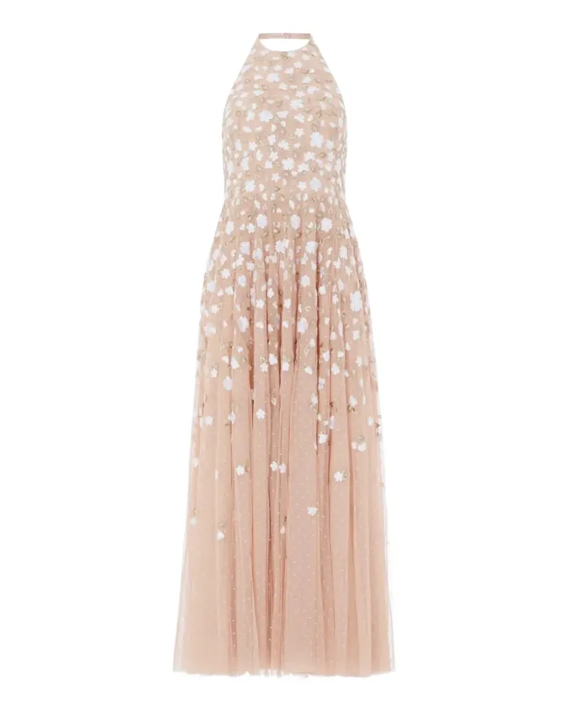 Needle & Thread Trailing Roses halter-neck gown - Nude Nude
