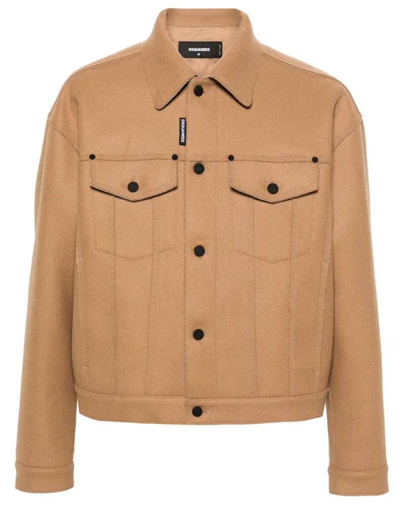 Dsquared2 Hemdjacke mit Oversized-Kragen Nude