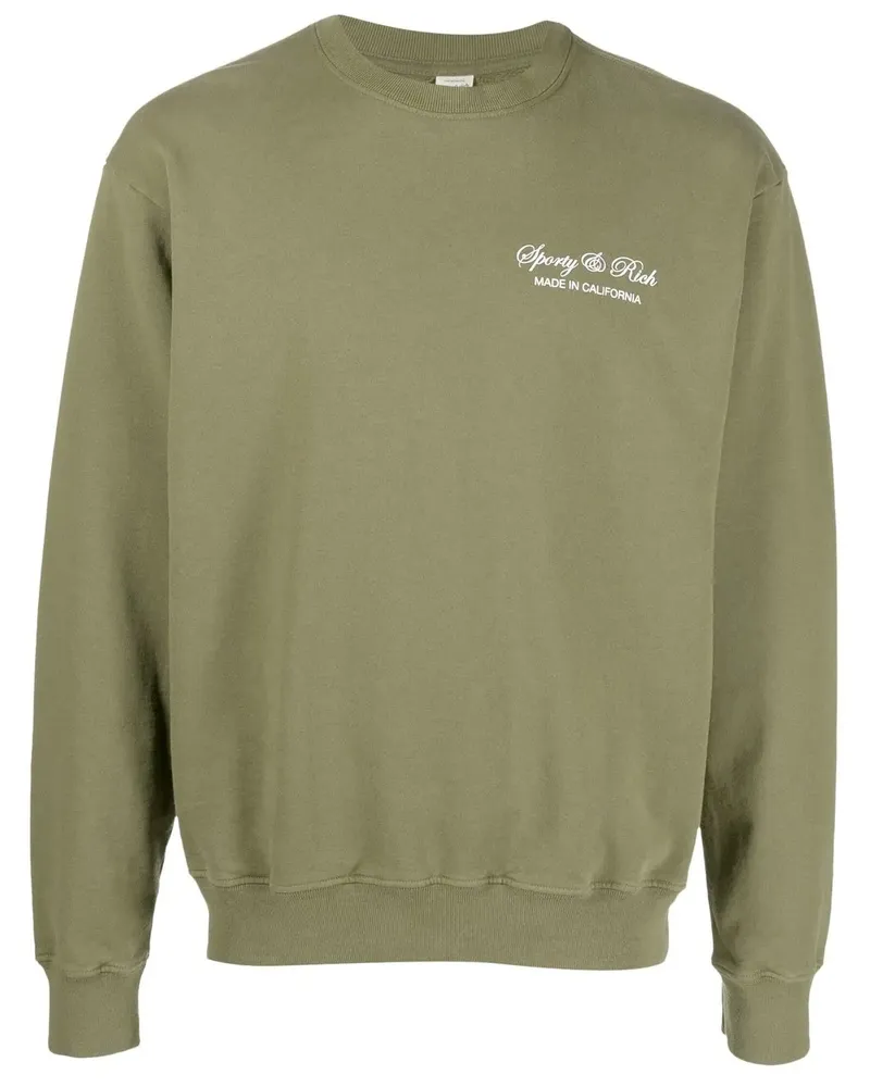 SPORTY & RICH Sweatshirt mit Logo-Print - Grün Grün