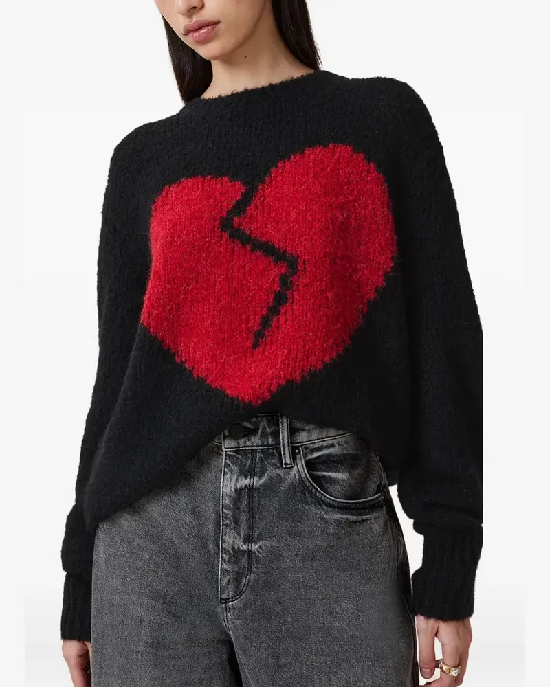 AllSaints Luv Pullover mit Herzdetail - Schwarz Schwarz