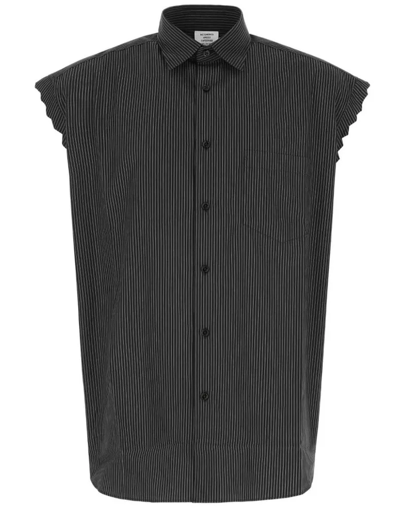 VETEMENTS Geripptes Popeline-Hemd - Schwarz Schwarz