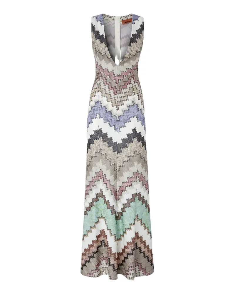 Missoni V-neck chevron-pattern maxi dress - Braun Braun