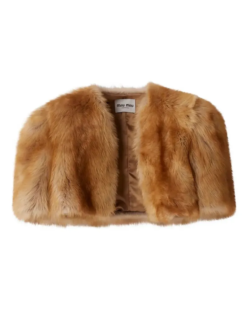 Miu Miu Kurzärmelige Jacke aus Lammfell - Braun Braun