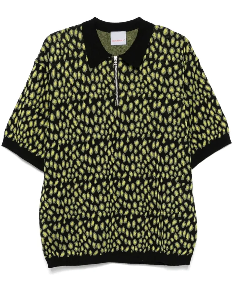 BLUEMARBLE Poloshirt mit Leoparden-Jacquard - Schwarz Schwarz
