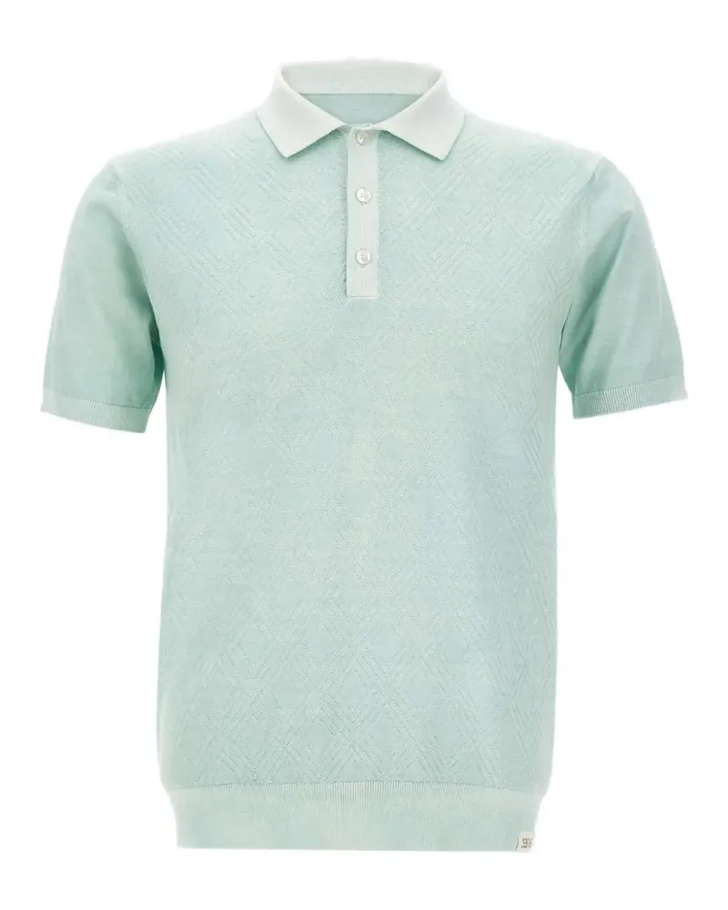 Peuterey diamond-pattern cotton polo shirt - Grün Grün