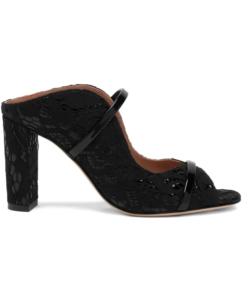 Malone Souliers Norah Sandalen mit Spitzenstoff 85mm - Schwarz Schwarz