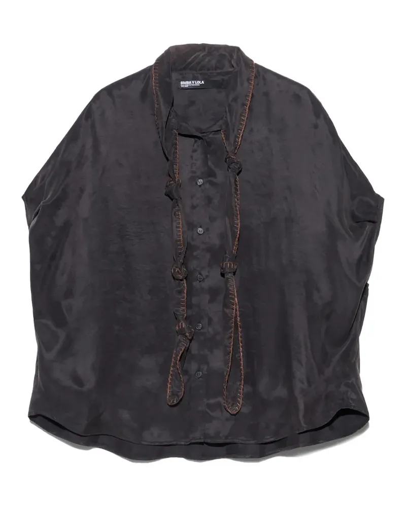BIMBA Y LOLA Ausgeblichenes Cape-Hemd mit geknotetem Ausschnitt - Grau Grau