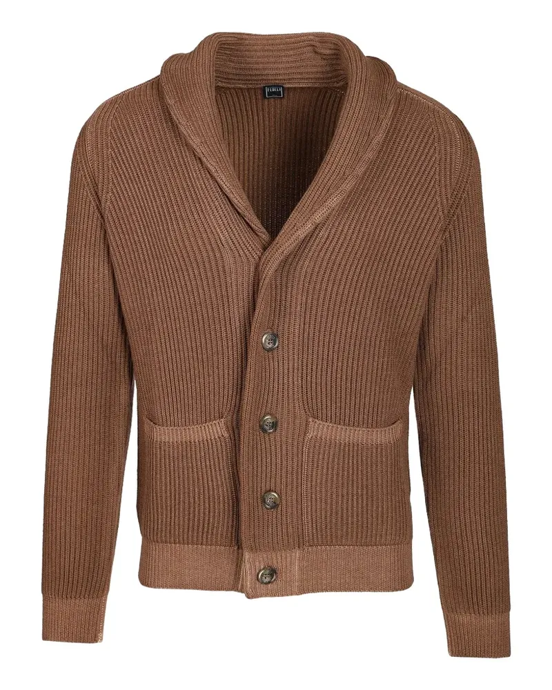 Fedeli Gerippter Cardigan mit Schalkragen - Braun Braun