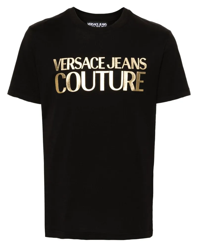 Versace Jeans T-Shirt mit Logo-Print Schwarz