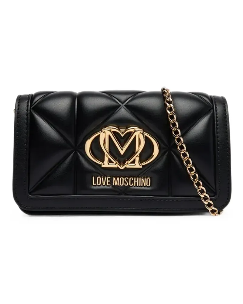 Moschino quilted logo-plaque crossbody bag - Schwarz Schwarz