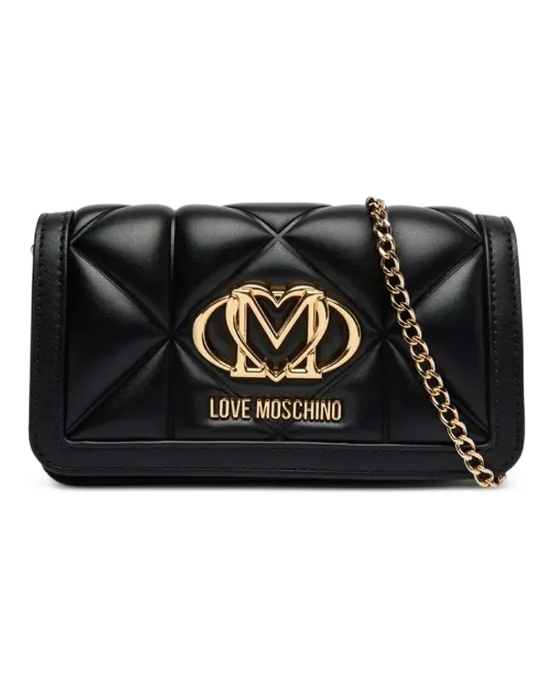 Moschino Gesteppte Umhängetasche mit Logo - Schwarz Schwarz