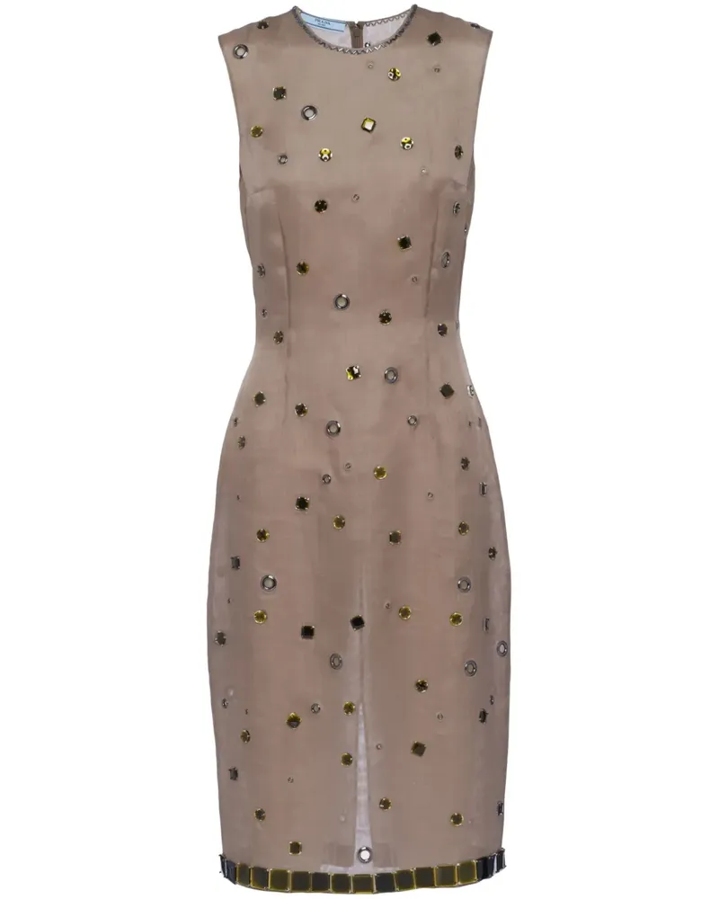 Prada Seidenkleid mit Lochstickerei - Grün Grün