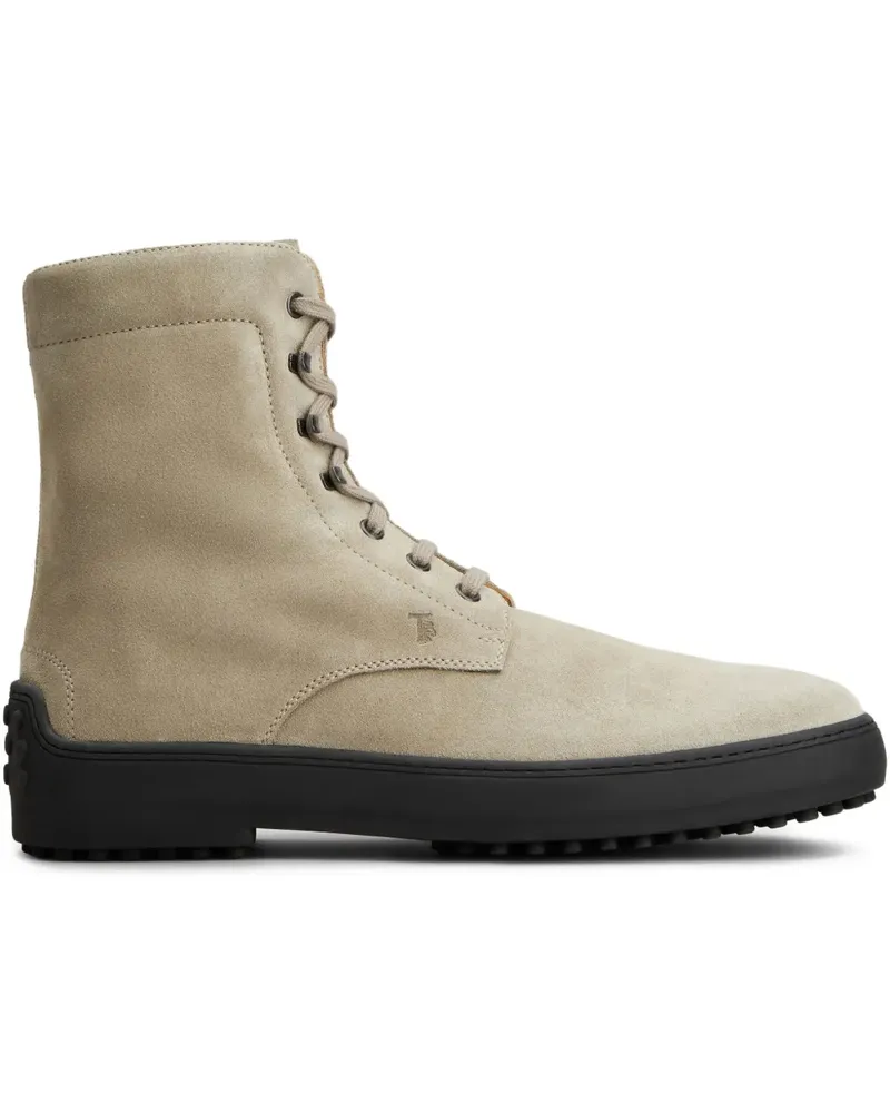 TOD'S Wildlederstiefel im Military-Look - Nude Nude