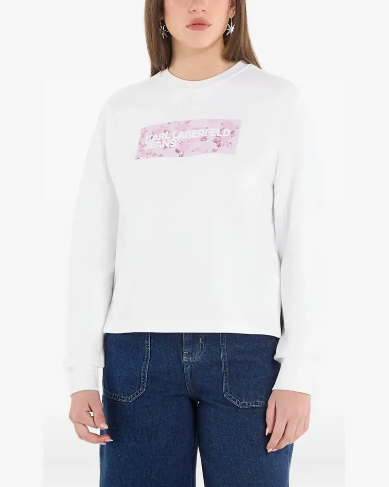 Karl Lagerfeld floral-print logo-patch sweater - Weiß Weiß