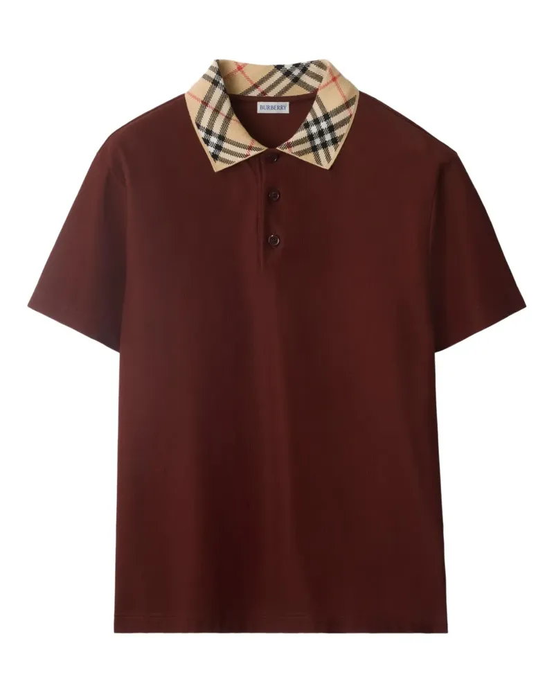 Burberry Poloshirt mit kariertem Kragen - Rot Rot